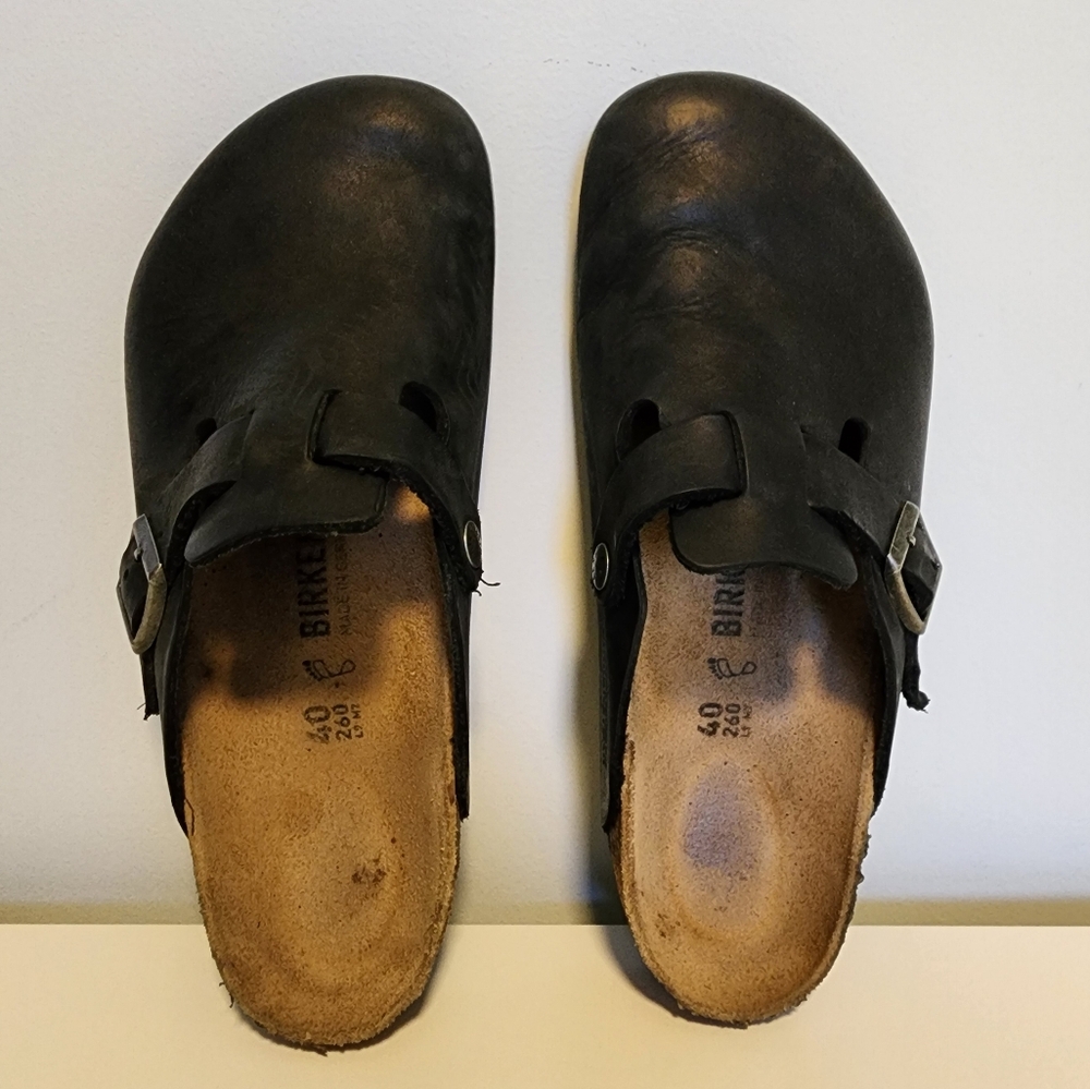 Birkenstock Boston Black Oiled Leather Clogs 40 W9 M7